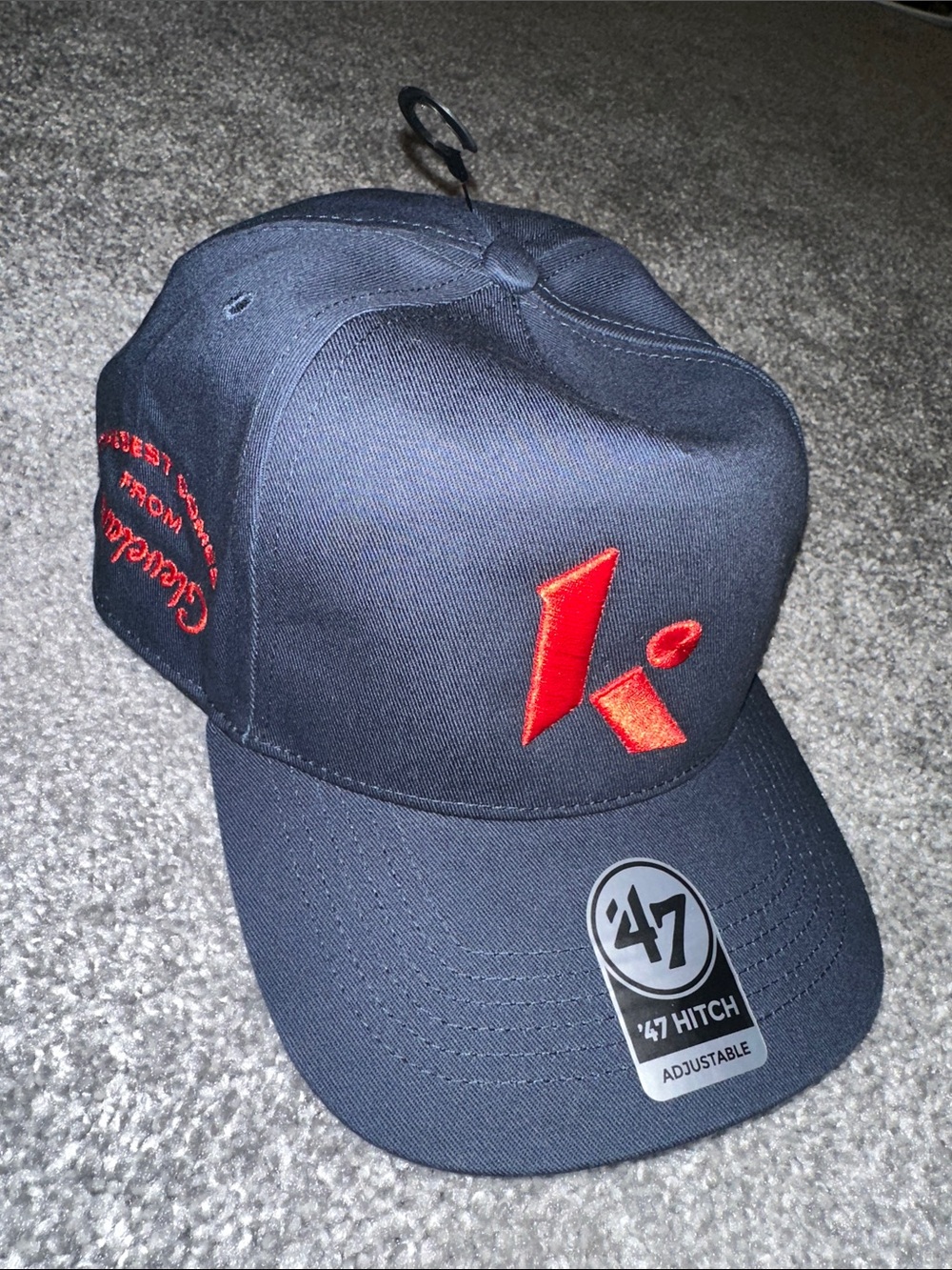 47 Adjustable CLEVELAND Navy Cap with Red Embroidered Logo